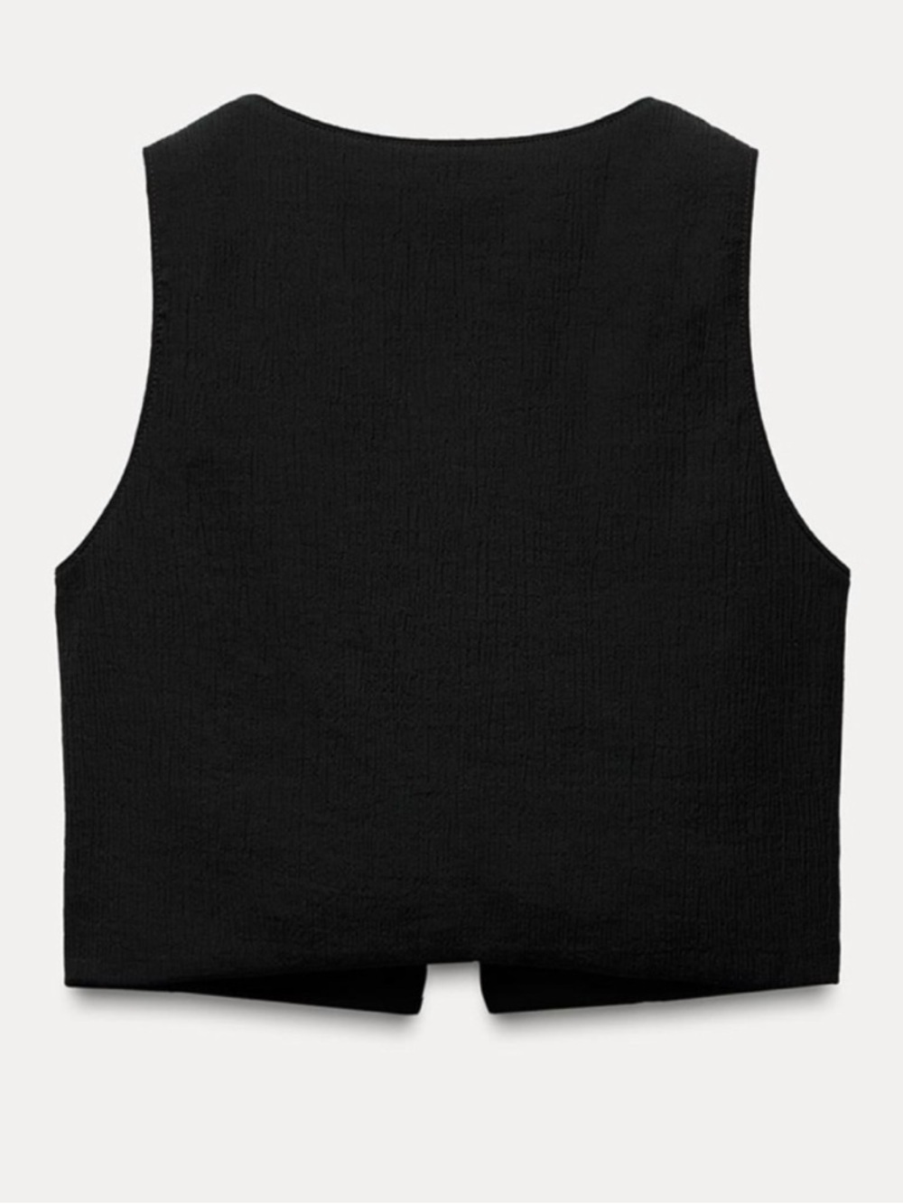Zara Textured Tie Front Vest Top Women’s M Black Cropped Fitted Minimalist EUC - Picture 3 of 16